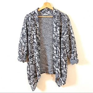 Vintage Black & White Floral LeVogue Boho Cardigan